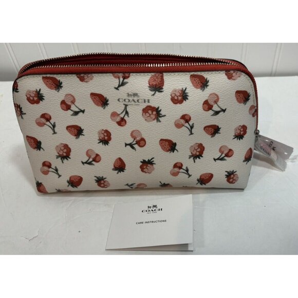 NWT Coach Cosmetic Case Pouch Fruits Print Chalk Multi F23680 Cherries - Picture 5 of 6
